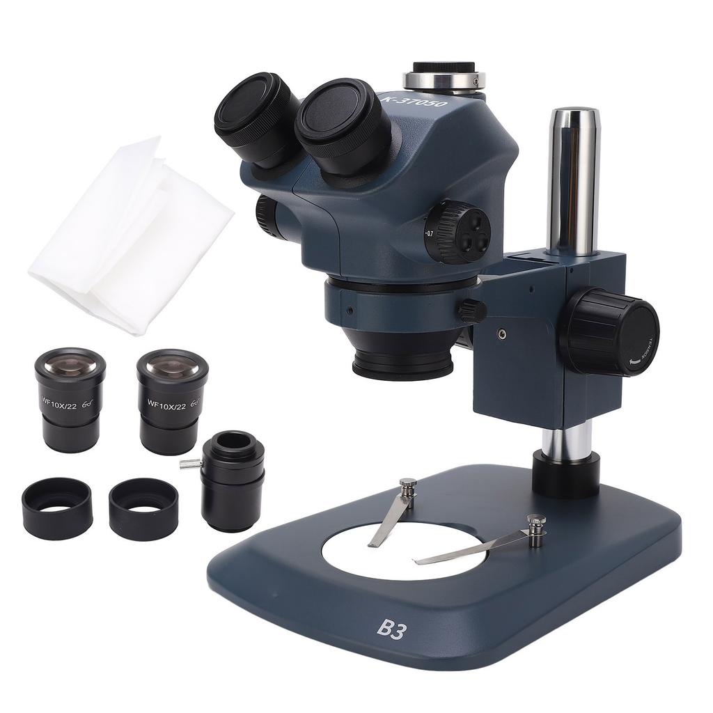 7X To 50X Trinocular Stereo Microscope Confocal WF10X22mm Eyepiece 0.5X 2X Auxiliary Objective Lens