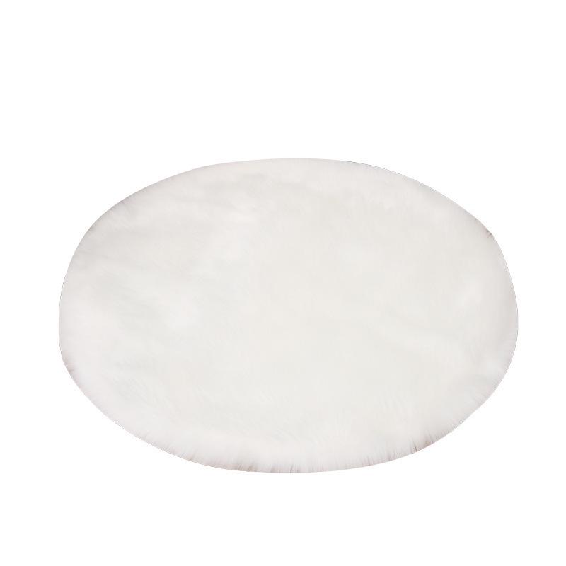 Round Long-Pile Imitation Wool Yoga Mat for Living Room or Bedroom