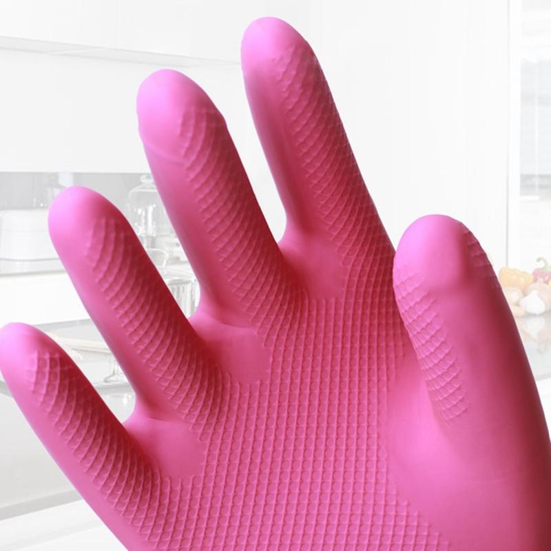 2PCS Household Dishwashing Cleaning Gloves Rubber Long Reusable Kitchen Housework Gloves Waterproof Dishes Cars Gardening Gloves
