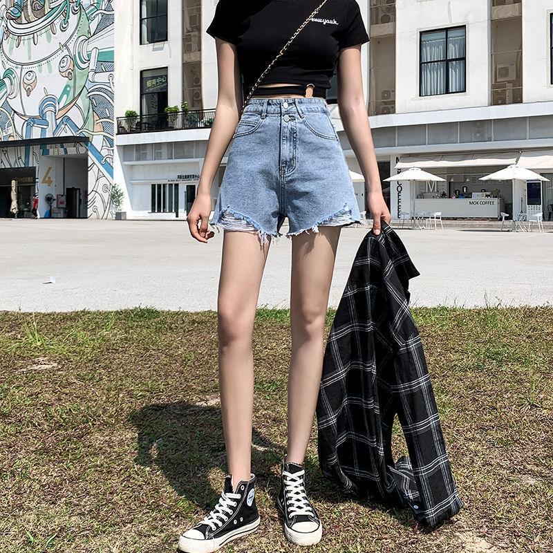 Denim Shorts Fringed Edge Denim Shorts 