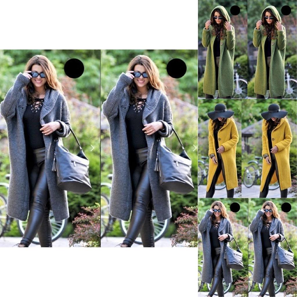 Cozy Plus Size Autumn And Winter Long Cardigan Hooded Sweater Womens Coat