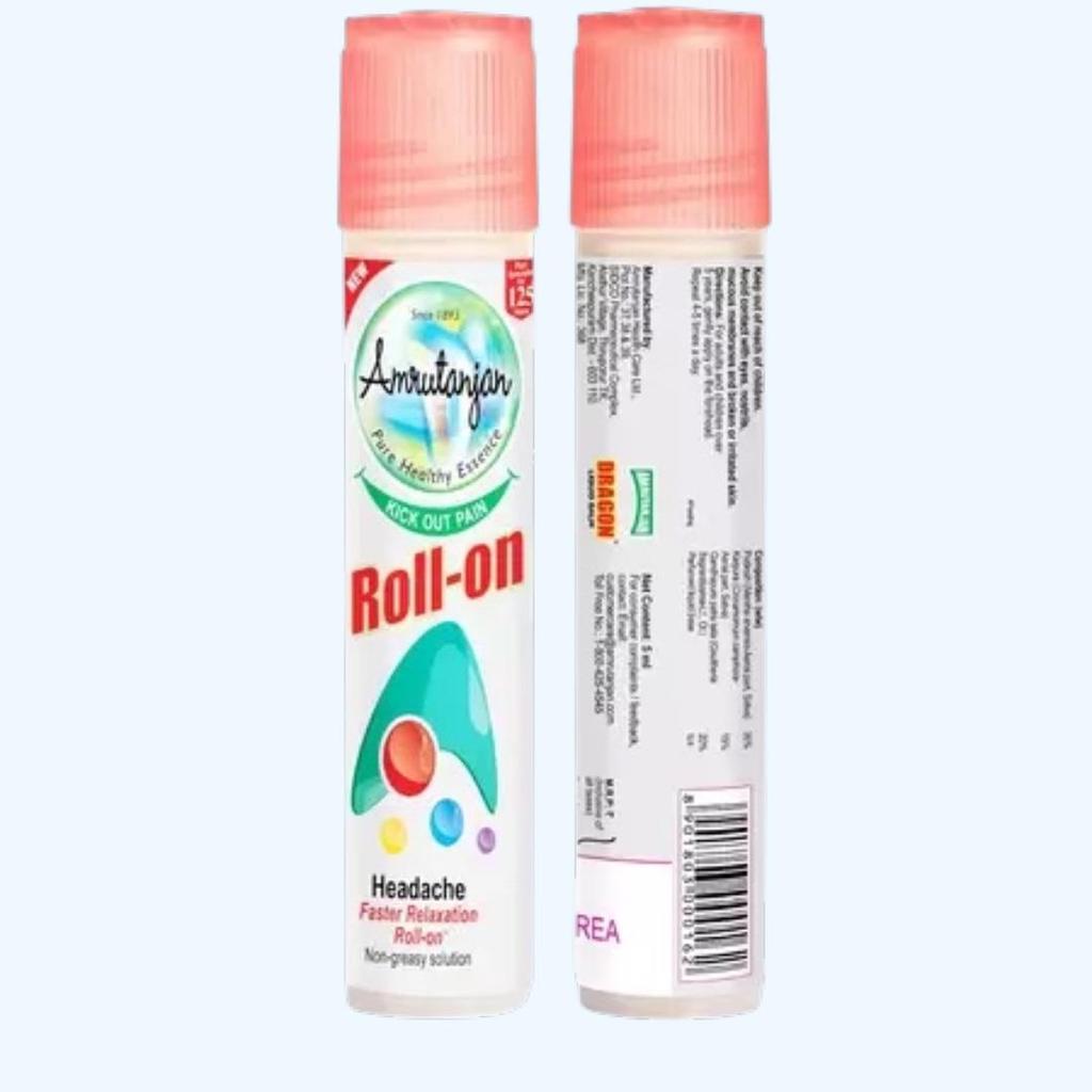Headache Roll-On Amrutanjan Faster Relaxation Non-Greasy 10ml(pack of 5)