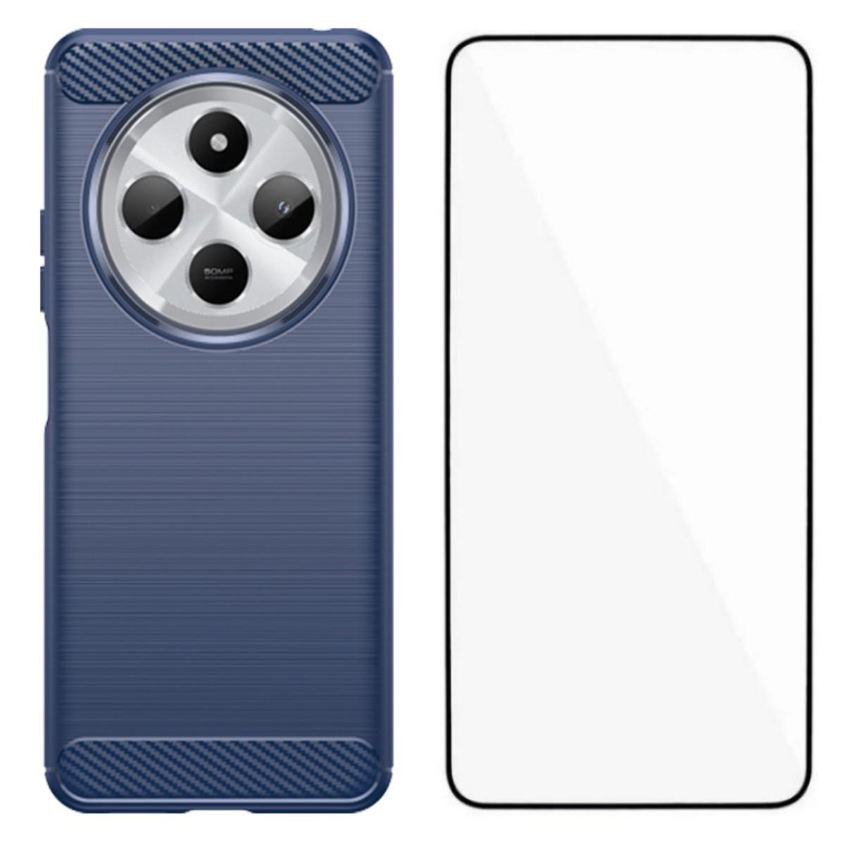 

Чехол для Xiaomi Redmi 14R 5G/Xiaomi Redmi 14C 4G с защитной пленкой WANLONFENG Серия LS Большое отверстие для объектива Текстурированный под шлифовку ТПУ чехол для телефона Blue