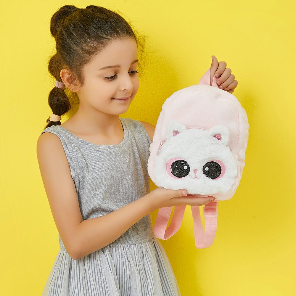 Cartoon Unicorn Plush Backpack with Big Eyes for Little Girls