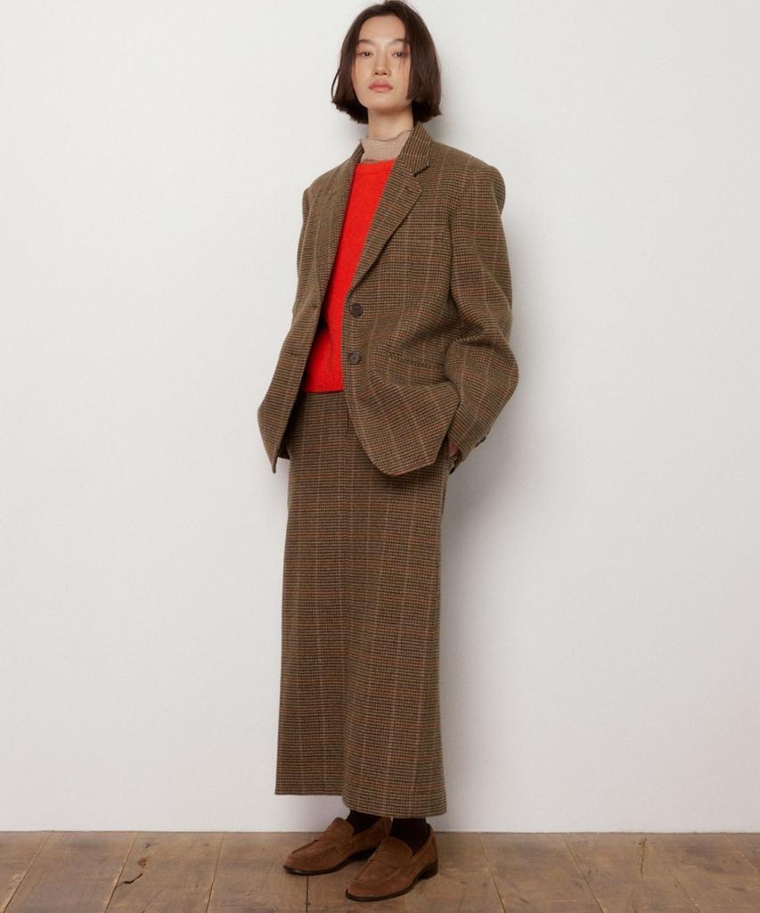 Okuka Classic Check Wool Long Skirt