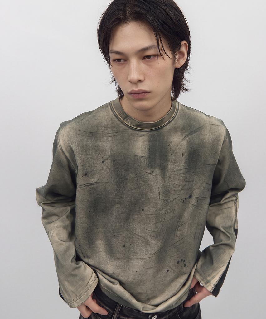 BLR Rough Dyed Contrast Long Sleeve Brown