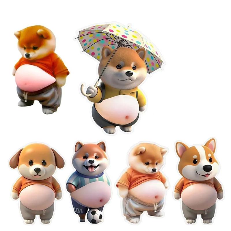 3D Shiba Inu Dog Belly Sticker – Cute Orange Apparel Shiba Inu Stickers, Kawaii Chubby Shiba Inu (Design),Silicone Self-Adhesive