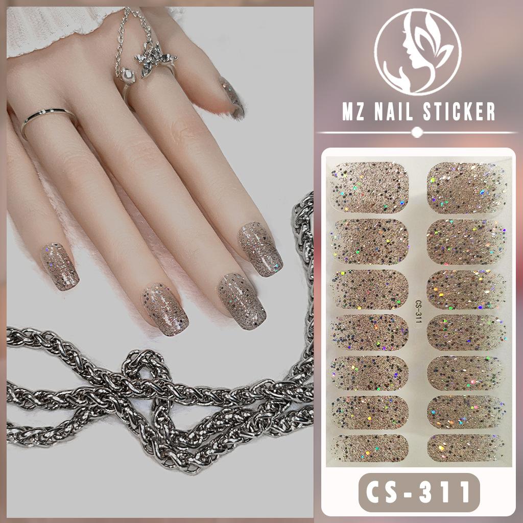 CS Color Green Onion Powder Four-color All-Green Onion No-Bake Gel Nail Polish Film All Ice Flash Nail Polish Film Paper Nail Nail Sticker