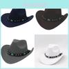 Ethnic Style Cowboy Hat With Brass Rivets For Winter Men Women