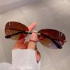 Fashion Vintage Luxury  Designer Rimless Oval Sunglasses Women For Men Sun Glasses Punk Popular UV400 Small Shades