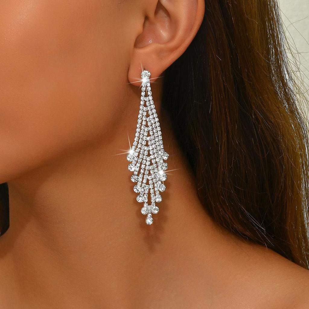 Exquisite Diamant-Rhombus Lange Ohrringe - Hochwertiger Funkelnder Schmuck für Frauen