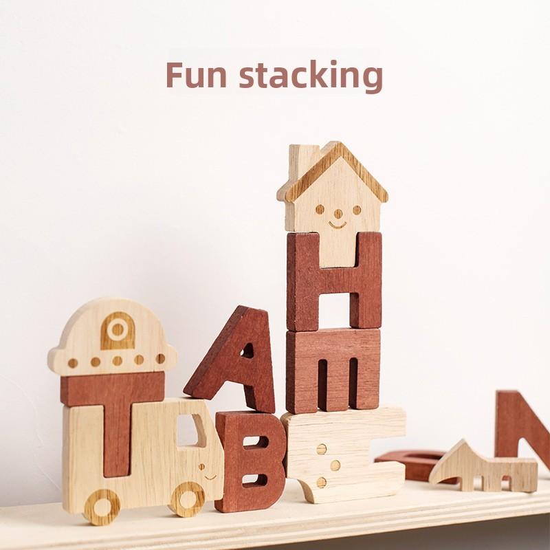 Wooden Alphabet Puzzle For Kids Educational Toy With Word Building And Number Blocks