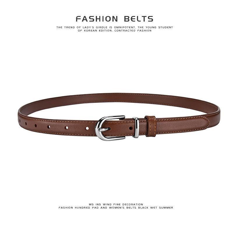 

women s slim belt, ladies minimalist narrow belt for women s jeans, genuine leather alloy pin buckle 105cm