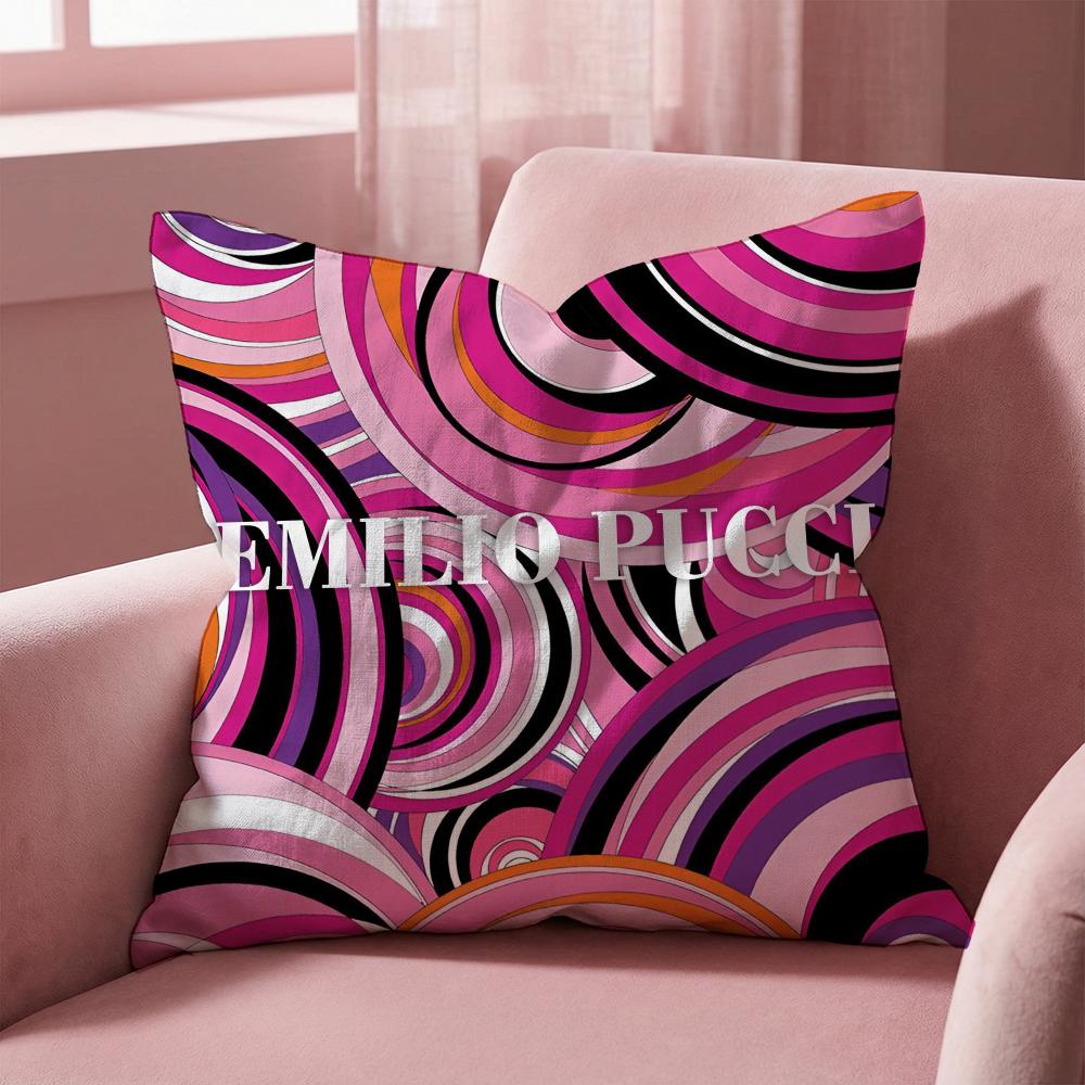 Fashion E-Emilio logo Puccis Cushion Cover Multi-Scene Pillow Cover for Home & Car - Reversible, Soft & Durable for Daily Use
