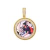 Trendy Hip Hop Round Photo Pendant Necklace with Copper and Zircon Inlays - Customizable