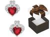 Silver Earrings Red Hearts With Zirconia Women's Studs Little Hearts 925