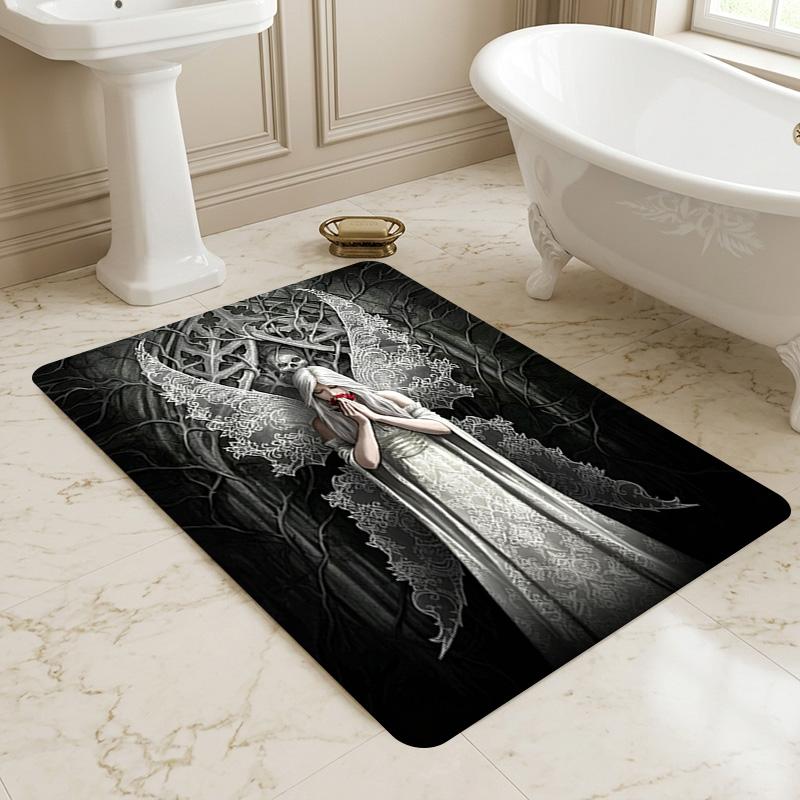 Gothic Angel Living Room Nonslip Area Rug Soft Carpet For Bedroom Game Playroom Sofa Office Home Decor Doormat Christmas Gift