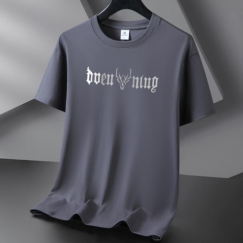 Teenager Boys Summer Loose Short Sleeve O Neck Letter Printed Pullover Brathable Cotton T-shirt