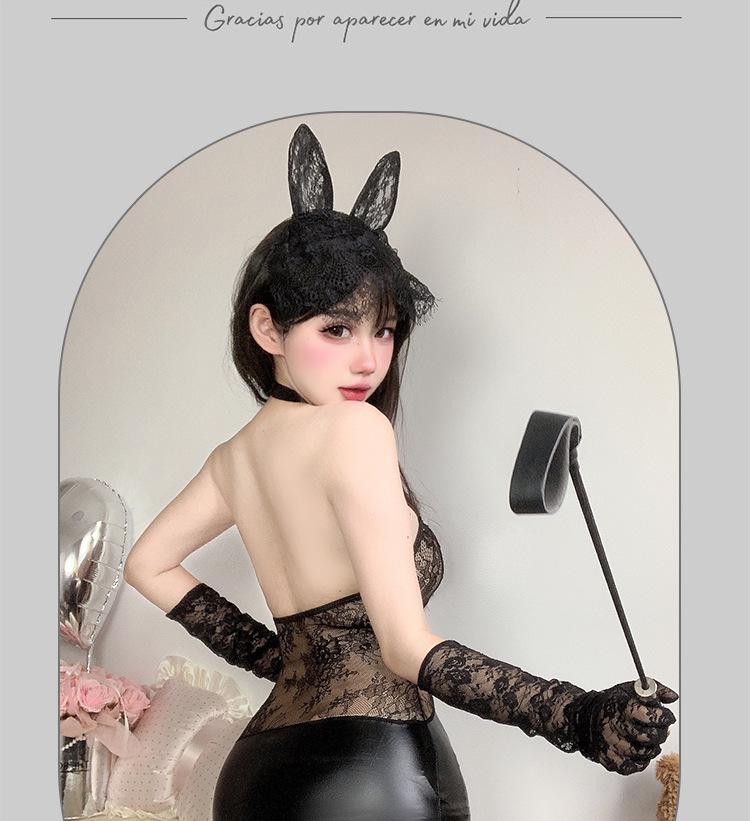 Pure Desire Lace See-Through Halterneck Sensual Lingerie Bodysuit Set for Role Play