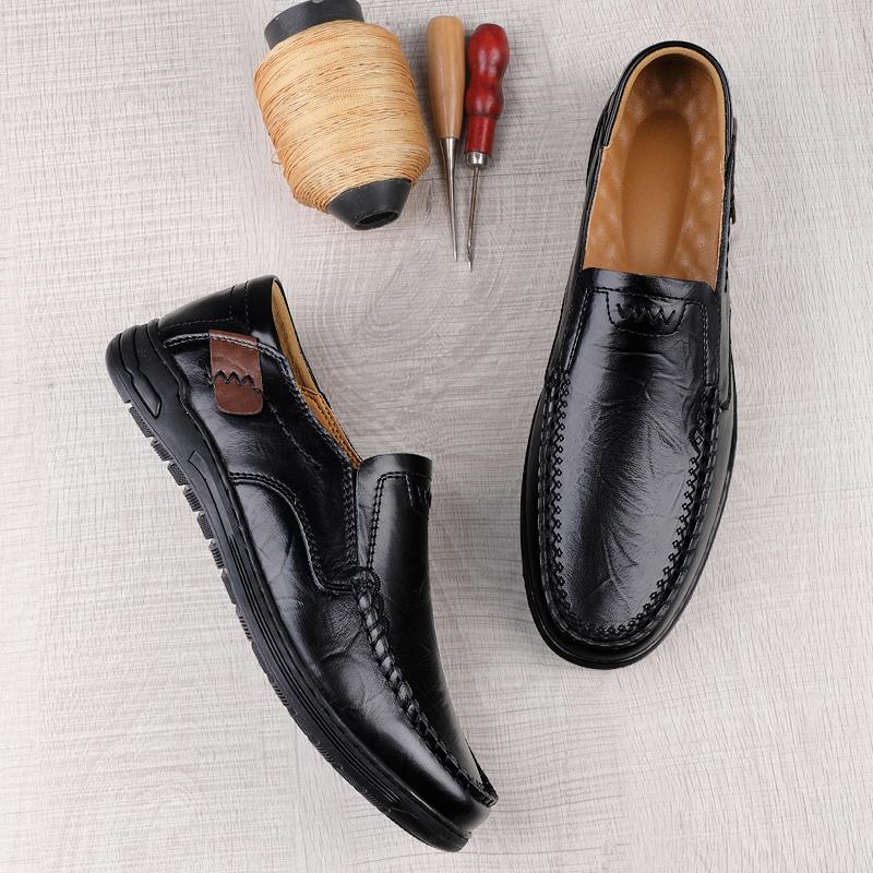 Fashion Handmade Classic Men's Sneakers Luxury Brand Male Genuine Leather Loafers New Comfty Casual Shoes Soft Driving Walking Footwear
