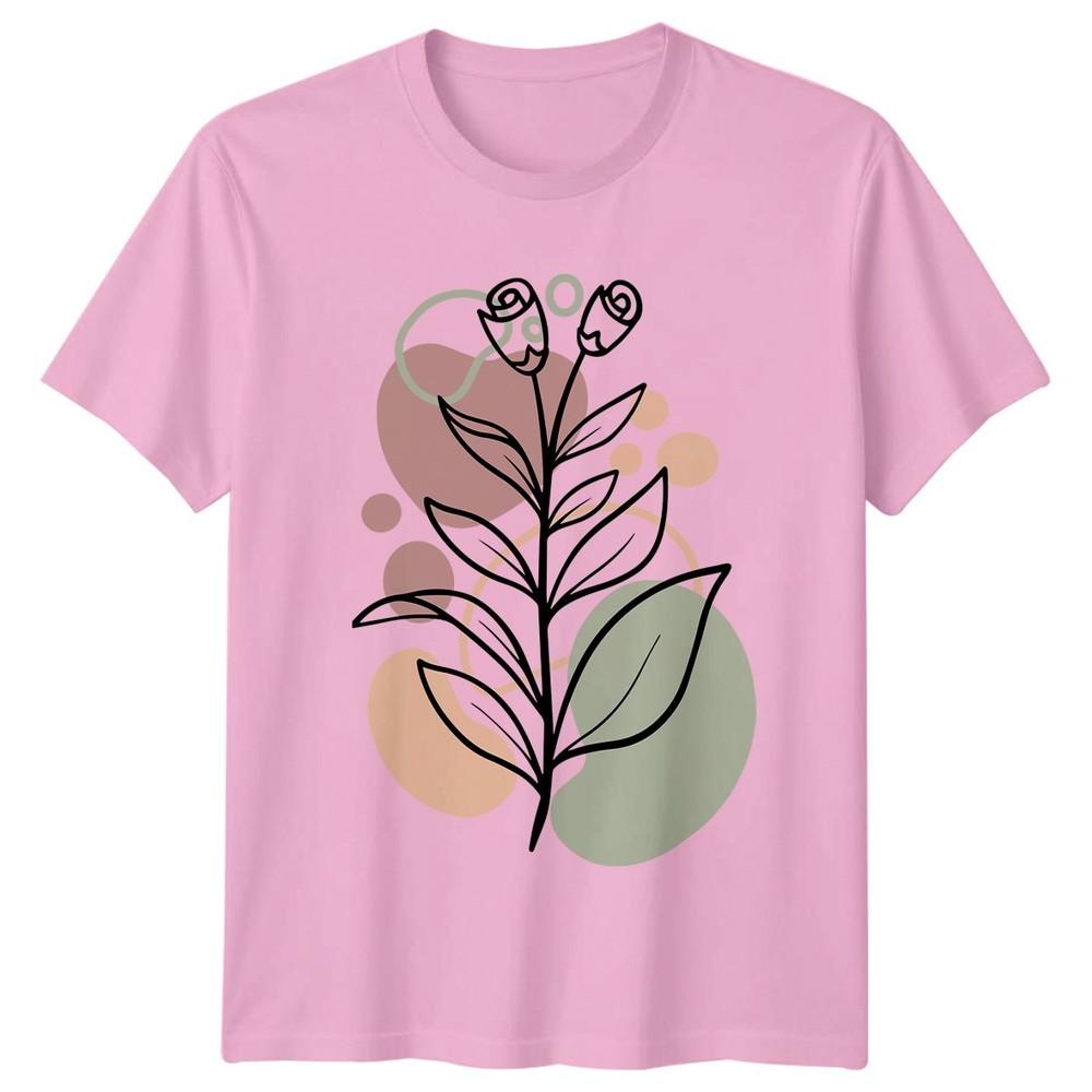 Minimalist Aesthetic Botanical Line Art Unisexs TShirt Abstract Boho Floral