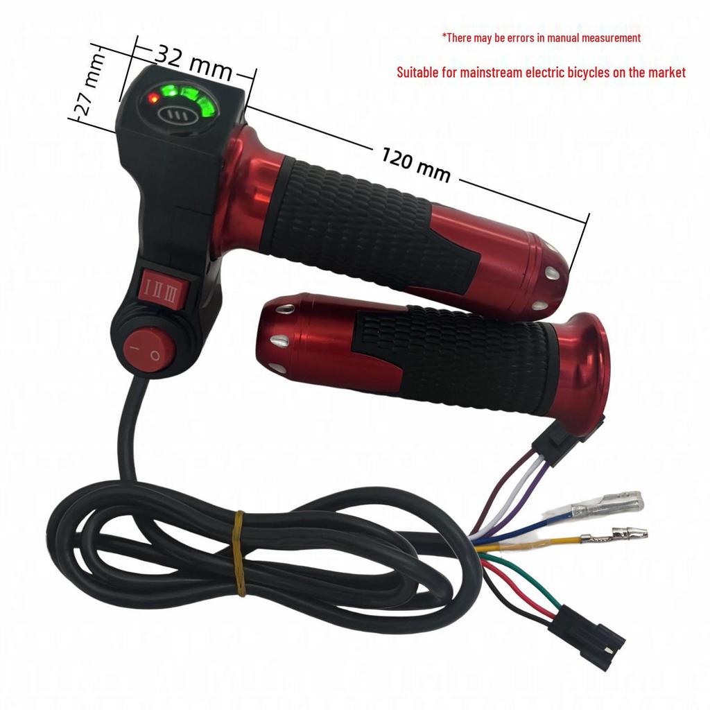 Four-Light Rice Grain Switch Electric Bicycle Throttle Grip with Three-Speed Digital Display