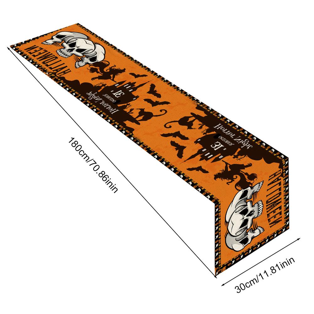 

Льняная скатерть-дорожка для украшения Хэллоуинской вечеринки Льняная скатерть-дорожка 70,8X11,9 дюймов с узорами тыквы и летучей мыши Украшения оранжевый
