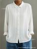 White Long Sleeve Shirt with Front Pleats and Lace Trim