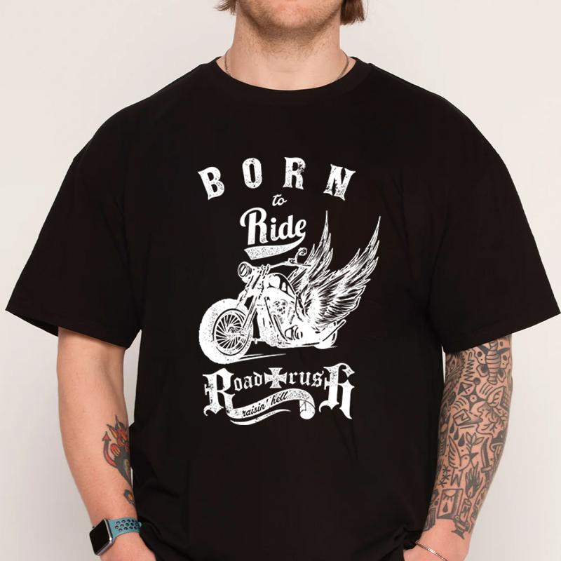Born To Ride Motorcycle Art Tshirt 100 Cotton ONeck T Shirt Short Sleeve Casual Mens Tshirt Top Tees S