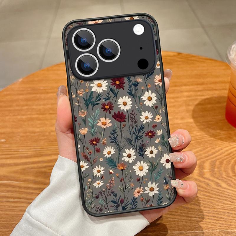 Thin Ring Magnetic For Magsafe Case For iPhone 17 Pro Max Case iPhone 16 15 14 13 Pro Max 17E Daisies Flowers Print Hybrid TPU+PC Matte Cover