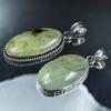 925 Sterling Silver Pendant Pear-Oval 141.05 Ct Pair CERTIFIED Green Prehnite AR-1737