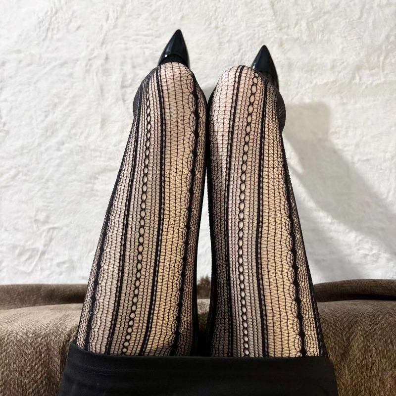 Women's Sexy Tights Retro Striped Stockings Tight Hollow Pantyhose Super Elastic Spring Autumn Leggings Pantyhose