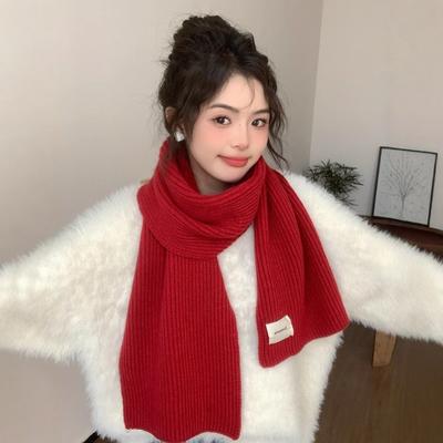 Red Scarf Women's Winter New Autumn and Winter Atmosphere High-end Christmas New Scarf Warm and Thicker