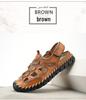 Men's Handmade Velcro Cowhide Mesh Beach Sandals - Summer Casual Breathable Outdoor Shoes
