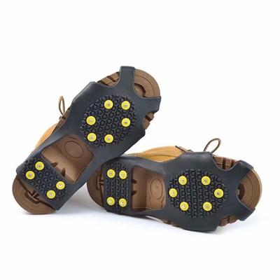Raquetas de nieve para hielo, clavos de goma, crampones antideslizantes de 10 clavos, calzado elástico