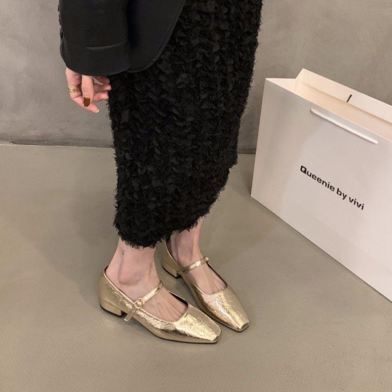 Stiprus kulnas sidabriniai Mary Jane vieno batelio moteriški batai 2025 nauji pavasario ir rudens kvadratinė nosis prancūziški pavasariniai su sijonu vakariniai batai