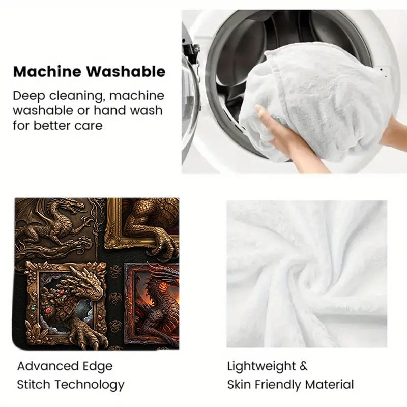 Dragon Art Compilation 2D Flat Pattern Flannel Blanket, High Quality All Seasons, Home Decor, Warmth and Comfort, Perfect for Christmas Gifts.