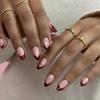 Wine Red Almond Wearable Nail Art Tips with Stickers - Hot Selling