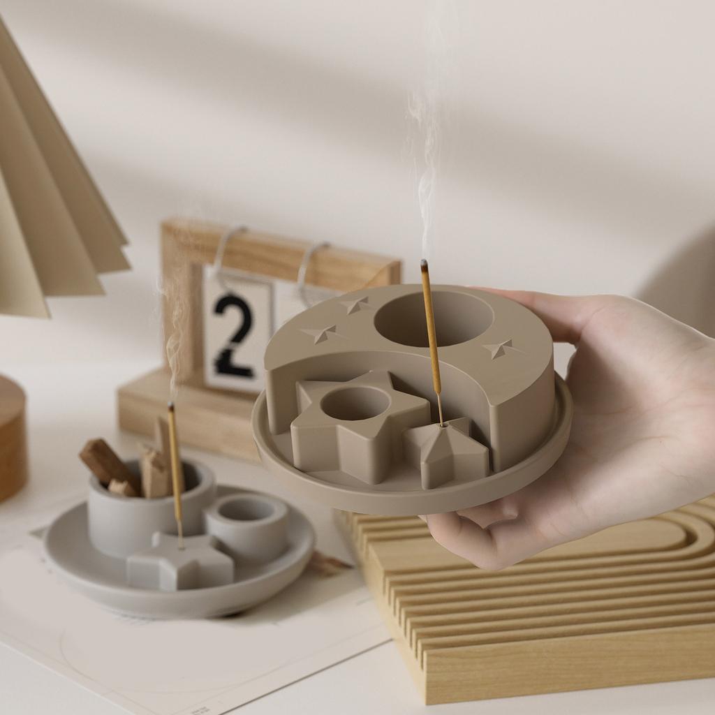 Flexible Silicone Mould for Creating Unique Star and Moon Candle Stand Designs for Handmade Gifts and Home Accent