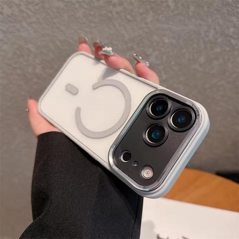 Business Transparent Magsafe Case for iPhone 17 16 15 14 13 12 11 17 Pro Max Plating Camera Protection Cover for iPhone 17 Air