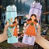 1PC Floral Angel Girl Art 750ml Color Plastic Sports Water Bottle Leakproof Flip Straw Lid Suitable for Sports Office Home Use