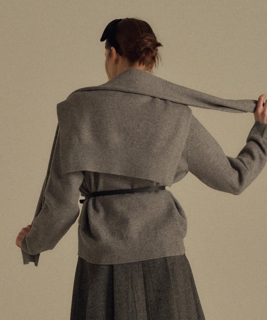 Banillaniteu Vanilla Basic Wool Knit Shawl Gray