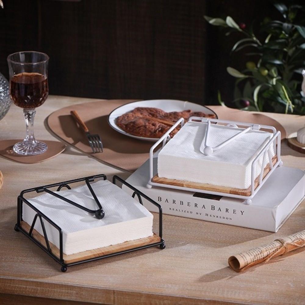 Metal Paper Towel Dispenser Square Napkin Stand Rack Sturdy Tissue Organizer  Home