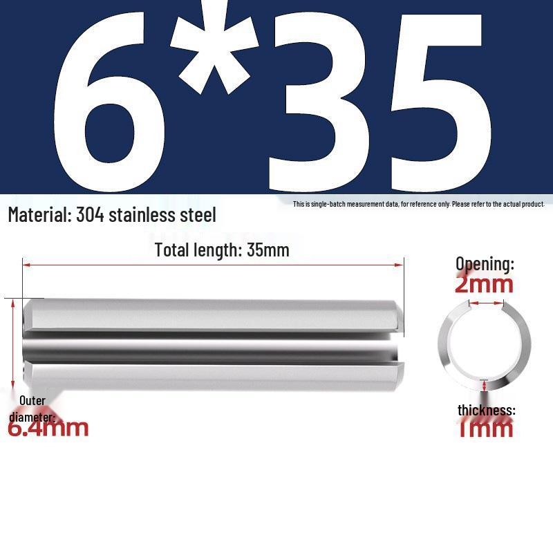 304 Stainless Steel Slotted Spring Pin, Cylindrical Shaft Pin, Locating and Hollow Pin (M5-M12)
