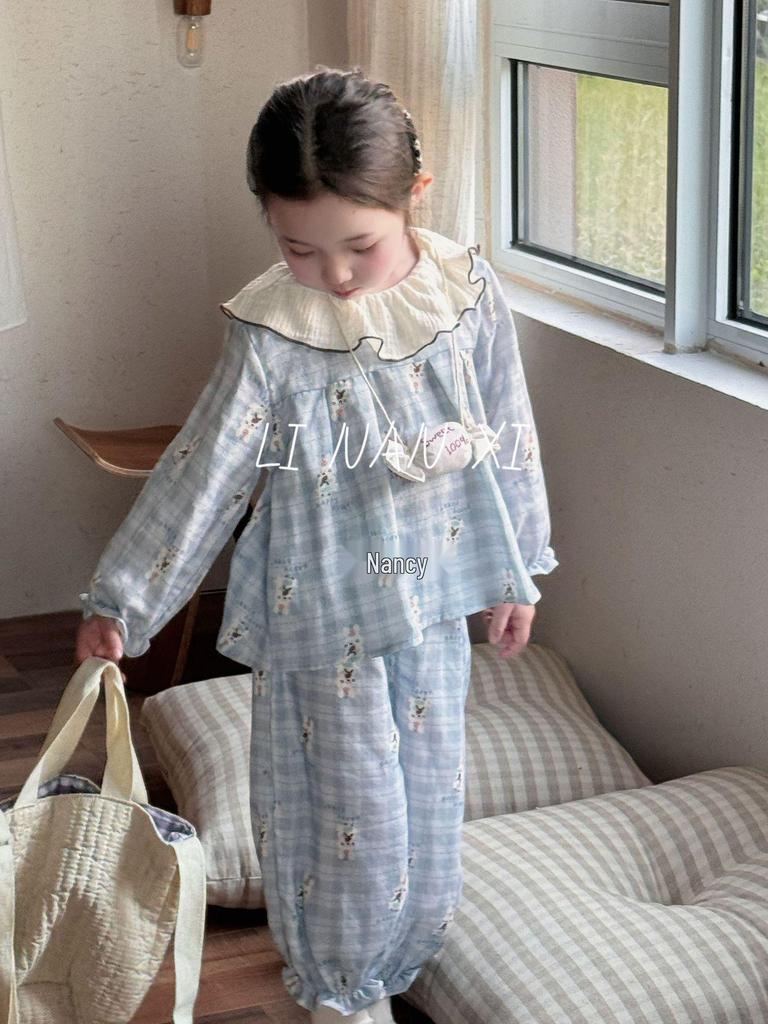 Autumn 2025 Baby Princess Pajama Set: Ruffle Edge, Peter Pan Collar, Cute Sleepwear 85025