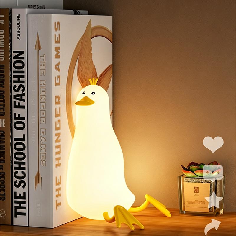Night Light LED Duck Night Light Lying Flat Design Dimmable Eye Caring Bedside Lamp Bedroom Ornament Sleep Companion Light