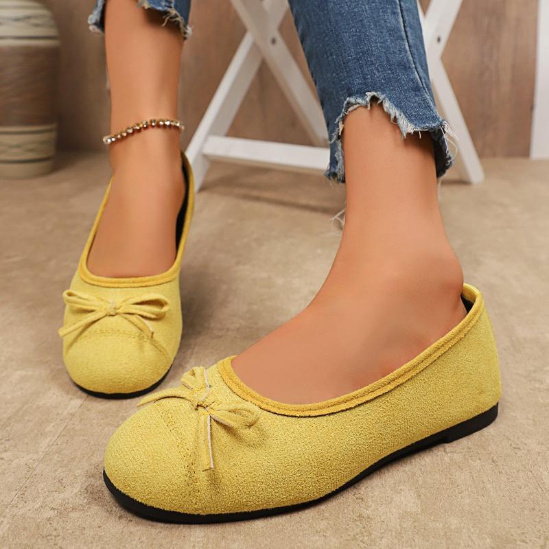 Bow ballet shoes flat single shoes women's new spring and autumn soft-soled beanie shoes gentle evening shoes