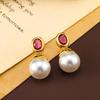 Französische Retro High-End Rote Perlen- und Rubin-Ohrstecker