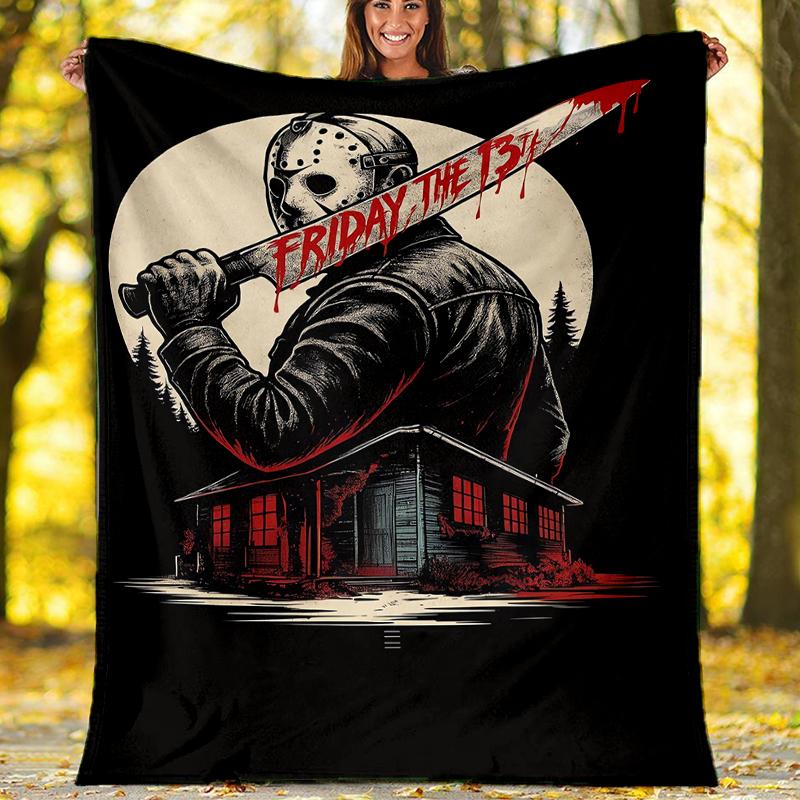Friday the 13th Theme Printed Blanket - Perfect for Couch, Bed, Travel & Outdoor Use | Machine Washable, Cozy & Durable.