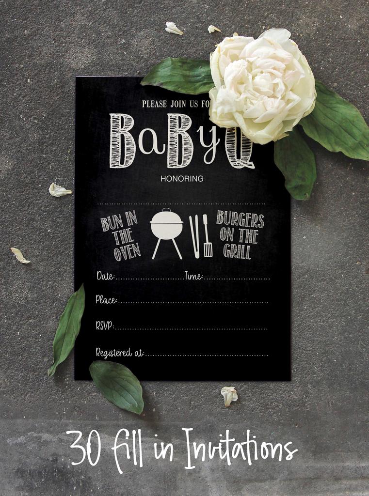 Inkdotpot 30er-Pack Einladungen für Babypartys, Einladungen für eine Grillparty mit Bun-in-Th-Ofen-Motiv, leere Einladungen mit Umschlägen, 12,7 x 17,8 cm